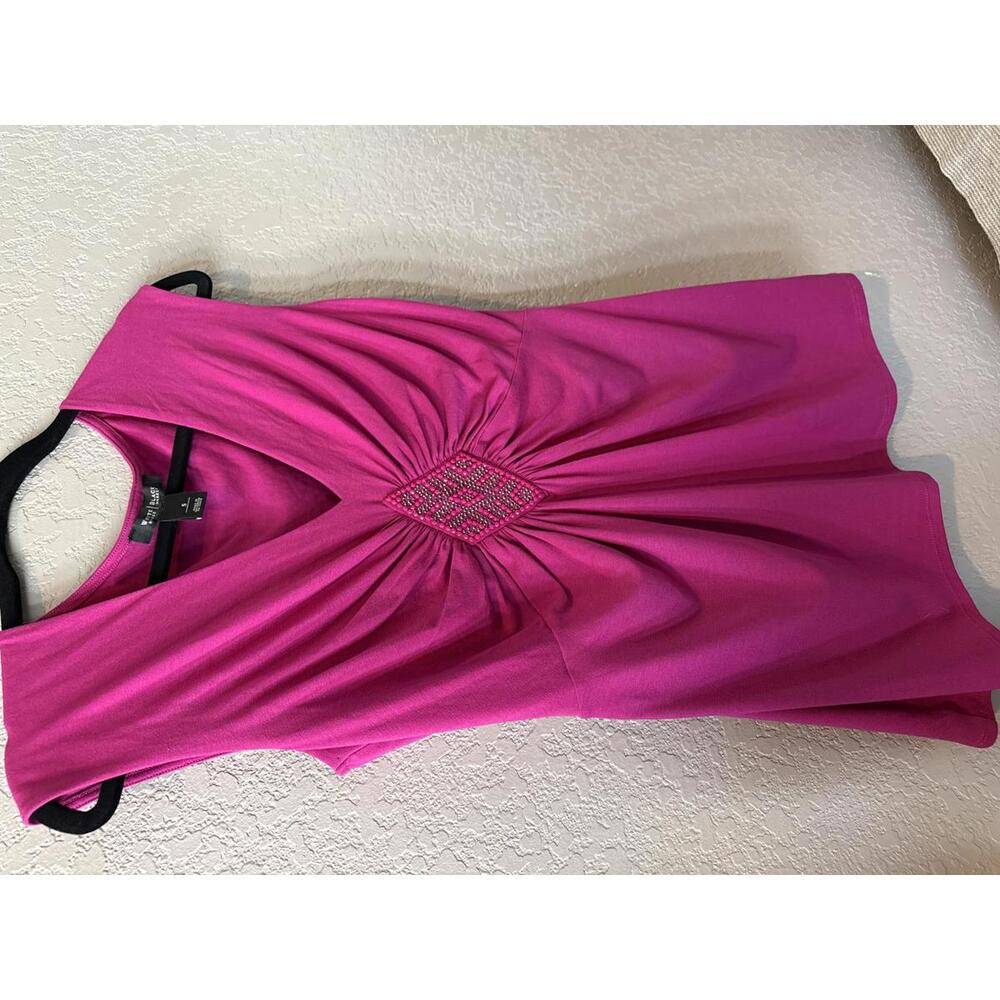 White House Black Market Sleeveless Pink Top with Beaded Detail, Size S - Picture 3 of 7